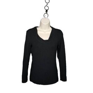 Banana Republic PXS Petites XS Black Modal Blend Long Sleeve Black Top PXS